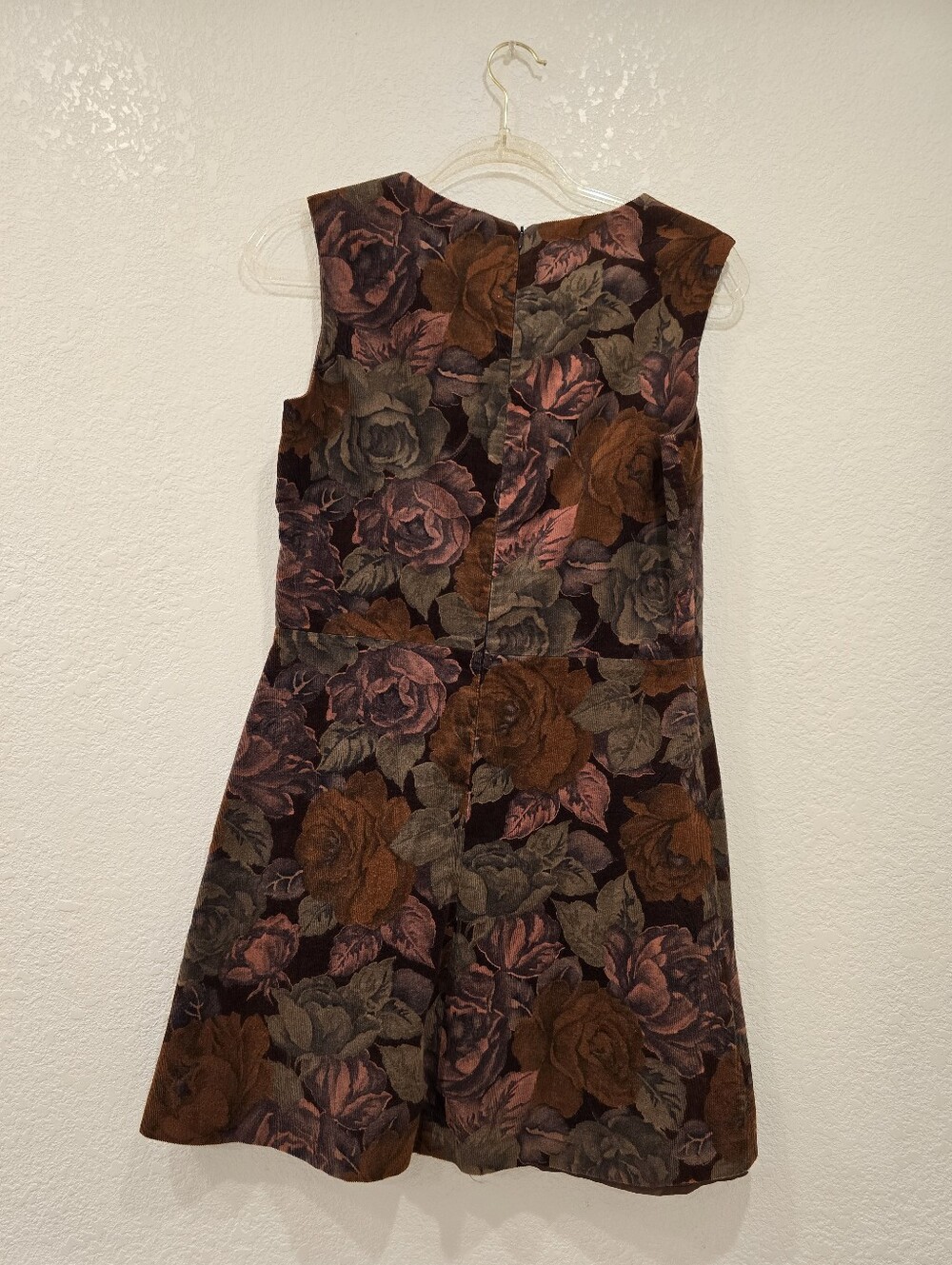 NITSA Vintage corduroy Floral Dress 100% Cotton Brown 40 - Picture 3 of 7
